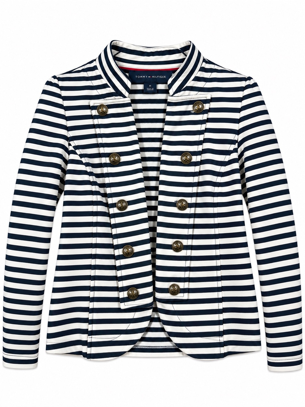 Tommy Hilfiger Navy and White Striped Double-Breasted Blazer